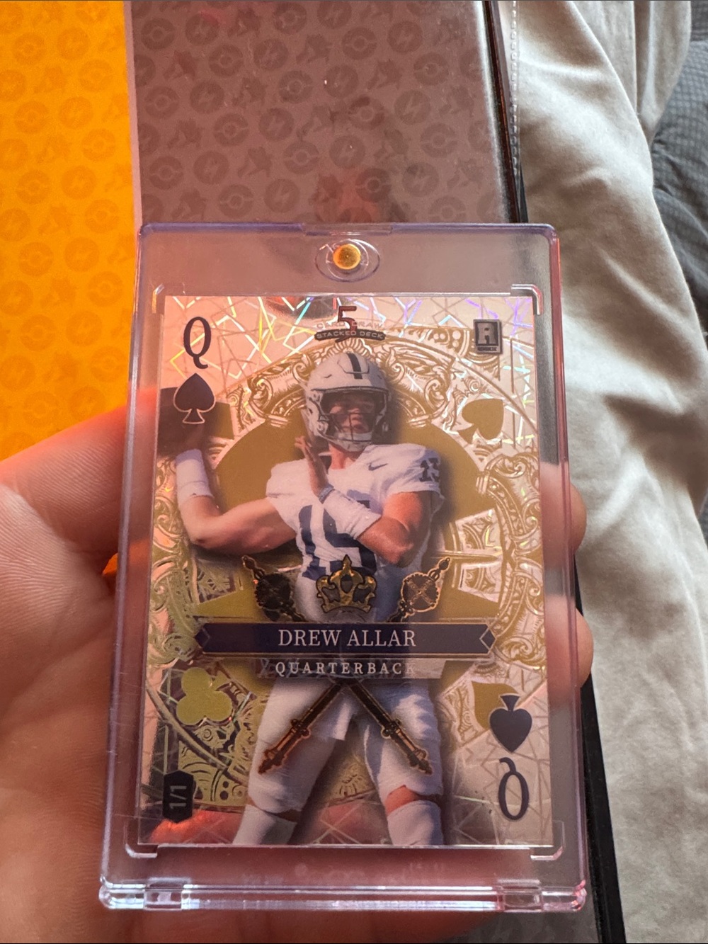 Drew Allar Football Trading Card - Clear Protective Sleeve - Pink Case